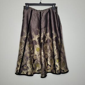 Vintage 90s Y2k Apostrophe brown gold fairy core a line Satin Velvet Skirt 4
